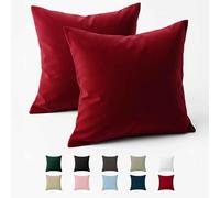 Dreamzie Taie Oreiller 60x60 Coton Renforcé (Set de 2) - Bordeaux - Tissage serré de 57 Fils/cm² - Taie Oreiller 60 x 60 cm - Certifié Oeko Tex