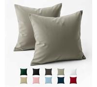Dreamzie Taie Oreiller 60x60 Coton Renforcé (Set de 2) - Gris Clair - Tissage serré de 57 Fils/cm² - Taie Oreiller 60 x 60 cm - Certifié Oeko Tex