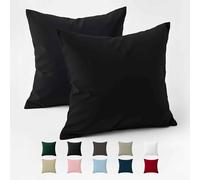 Dreamzie Taie Oreiller 60x60 Coton Renforcé (Set de 2) - Noir - Tissage serré de 57 Fils/cm² - Taie Oreiller 60 x 60 cm - Certifié Oeko Tex