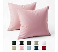 Dreamzie Taie Oreiller 60x60 Coton Renforcé (Set de 2) - Rose - Tissage serré de 57 Fils/cm² - Taie Oreiller 60 x 60 cm - Certifié Oeko Tex