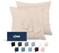 Dreamzie Taie Oreiller 60x60 Lot de 2 en Microfibre Certifiée Oeko-Tex - Housse Coussin Douce Et Brossée, Toucher Peau de Pêche - Beige