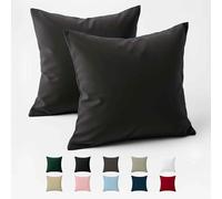 Dreamzie Taie Oreiller 65x65 Coton Renforcé (Set de 2) - Anthracite - Tissage serré de 57 Fils/cm² - Taie Oreiller 65 x 65 cm - Certifié Oeko Tex