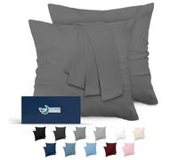 Dreamzie Taie Oreiller 65x65 Lot de 2 en Microfibre Certifiée Oeko-Tex - Housse Coussin Douce Et Brossée, Toucher Peau de Pêche - Anthracite