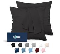 Dreamzie Taie Oreiller 65x65 Lot de 2 en Microfibre Certifiée Oeko-Tex - Housse Oreiller 65x65 Douce Et Brossée, Toucher Peau de Pêche - Gris Foncé