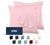 Dreamzie Taie Oreiller 65x65 Lot de 2 en Microfibre Certifiée Oeko-Tex - Housse Oreiller 65x65 Douce Et Brossée, Toucher Peau de Pêche - Rose Pâle