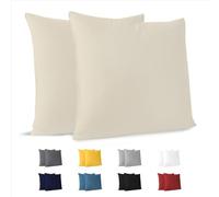 Dreamzie Taie Oreiller 80x80 cm (Lot de 2) 100% Coton Jersey 150 GSM - Beige - Taie d'oreiller 80 x 80 cm- Housse de Coussin Résistant et Hypoallergénique pour Oreiller 80x80 cm