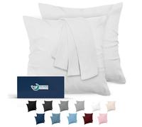 Dreamzie Taie Oreiller 80x80 Lot de 2 en Microfibre Certifiée Oeko-Tex - Housse Coussin Douce Et Brossée, Toucher Peau de Pêche - Blanc