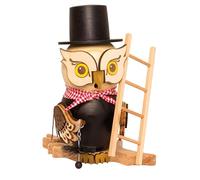 Drechslerei Kuhnert Figurine de fumée/encens - Chouette - Balai de cheminée en bois massif - Environ 15 cm - Fabriqué en Allemagne