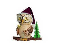 Drechslerei Kuhnert Figurine fumée/encens - Chouette Père Noël en bois massif - env. 15 cm - Fabriqué en Allemagne