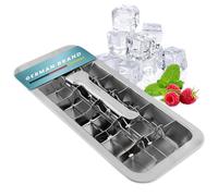 Dreiklang - be smart Bac à Glaçons Inox 18/8 poli avec Levier - Moule à Glace sans plastique, alimentaire & durable pour 18 gros glaçons Ice Cube