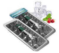Dreiklang - be smart Bac à Glaçons Inox Lot de 2 18/8 avec Levier & Poignée Confort - Moule à Glace sans plastique & alimentaire pour 36 Ice Cubes