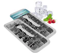 Dreiklang - be smart Bac à Glaçons Inox Lot de 2 18/8 poli avec Levier - Moule à Glace sans plastique & alimentaire pour 36 gros glaçons Ice Cube