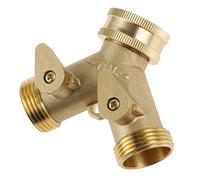 DRELD Répartiteur de tuyau d'arrosage 1,9 cm en laiton pour robinet en Y 2 | Adaptateur de tuyau d'arrosage avec valves pour extérieur, jardin, cour, pelouse, cuisine, salle de bain standard (3/4 Y)