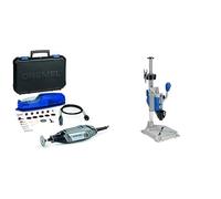 Dremel 3000 Outil Rotatif Multifonction 130W - 25 Accessoires, Support Perceuse à Colonne, Workstation Avec Guide Perçage