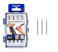 Dremel 682 Coffret Kit d’Accessoires de Gravure sur Verre Incluant 8 Accessoires Multi-Usage pour le Travail du Verre pour Outils Rotatifs & 105 Lot de 3 Fraises à Graver, Bout Rond, Ø 0,8mm