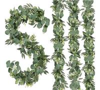 Dremisland 4 Pièces Eucalyptus Artificiel Guirlande avec Feuilles De Saule Fleur Guirlande Feuilles Artificielles de Vignes Décoratio à Suspendre pour Patio Balançoire Mariage Décoration d'halloween