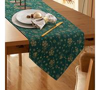 Dremisland Chemin de Table Noël Brodé Chemin De Table Décor Flocon de Neige Nappe de Table Noël Linge de Table Classique pour la Maison Nappe décorative fête Vacances décoration, 30x275 cm