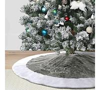 Dremisland Jupe Sapin de Noël, 90cm Jupe d'arbre Tricotée de Noël avec Flocon de Neig d'arbre de Noël de épais Décorations de Vacances Rustiques Tapis Couvre Pied Sapin Jupe d'arbre (Gris, 90cm)