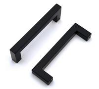 Drenky 2 unités poignées d'armoire en acier inoxydable boutons de porte noirs tirer la poignée de meubles avec vis pour tiroir armoire meubles cuisine décoration de la maison distance du trou 96mm