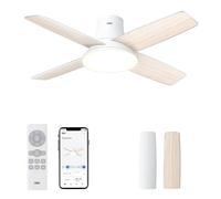 DREO ventilateur de plafond avec lumière, 12 vitesses, 3 modes, moteur CC silencieux, montage facile, LED dimmable, télécommande et minuterie 12 h, ventilateur de plafond blanc pour chambre et salon