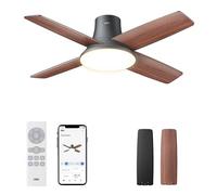 DREO ventilateur de plafond avec lumière, 12 vitesses, 3 modes, moteur CC silencieux, montage facile, LED dimmable, télécommande et minuterie 12 h, ventilateur de plafond noir pour chambre et salon