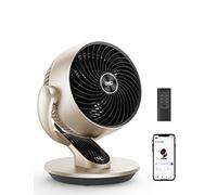 Dreo Ventilateur de table 28 dB, Diam. 18 cm, 4 vitesses, 5 modes, minuterie 12h, oscillant à 120° + 90° avec télécommande, commande vocale, refroidissement, Lynx S, doré