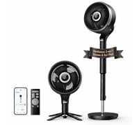 DREO Ventilateur Intelligent sur Pied pour Chambre, Oscillation 3D 150°+100°, Portée CirculAir 36,6 m, Moteur DC Silencieux, 12 Vitesses, 6 Modes, 20 dB, Télécommande, Minuterie 12 h