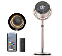 DREO Ventilateur sur Pied Intelligent, Oscillation 120° + 120°, Portée jusqu'à 30 m, RGB, 9 Vitesses, 6 Modes, 20 dB, Wi-Fi, Commande Vocale, Hauteur Réglable 89-102 cm, Minuterie 8 h, Starlight
