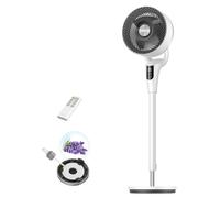 DREO Ventilateur sur Pied Silencieux pour Chambre [Amélioré], Flux d’Air 27m, 20dB, Oscillation 90°, Moteur DC, 8 Vitesses, 3 Modes, Hauteur 96-106 cm, Minuterie 8H, Inclinaison 105°