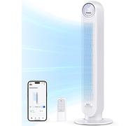 DREO Ventilateur tour intelligent avec fonction WiFi, ventilateur silencieux avec contrôle vocal et télécommande, oscillation à 90°, 4 modes, 4 vitesses, minuterie 8H, ventilateur de refroidissement