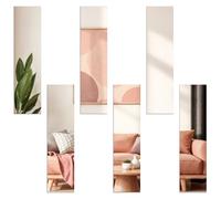 DRERIO Lot 6 Miroirs Adhésifs Rectangulaire Muraux 10x40cm | 6 miroirs acryliques 10x40cm, fins et incassables, Adhésif facile, Parfait pour déco créative, étagères, porte de placard