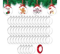 DRERIO Lot de 50 Boules de Noël Acrylique à Graver et Décorer 7,6 cm | Lot de 50 boules de Noël plates en acrylique 7,6 cm, pour gravure, peinture, ateliers, projets de groupe, décoration