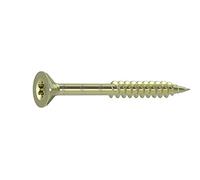 Dresselhaus JD-79 1137 Vis de fixation panneaux de bois à étoile en I, tête fraisée, filetage et nervures de fraise sous la tête galvanisé- chromé - jaune - 3 x 35 mm- 1000 Pièces