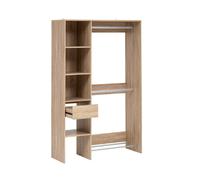 Dressing 2 penderies avec étagères coloris Effet chêne naturel - Longueur 118 x largeur 39,5 x Hauteur 180 cm