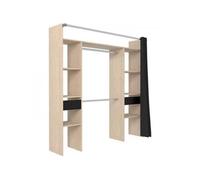 Dressing ARTIC avec rideau L 198 H 203 cm 2 colonnes 2 penderies 2 tiroirs Chene
