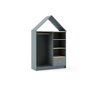 Dressing Cabane Enfant MDF et Pin Coloris Gris Vert et Naturel - KAINA -
