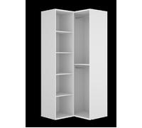 Dressing d'angle avec fond d'arrière réversible coloris chêne naturel, blanc - Longueur 84 x Profondeur 84 x Hauteur 205 cm