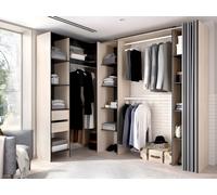 Dressing d'angle extensible DORIAN - L164/234 cm - Chêne et anthracite