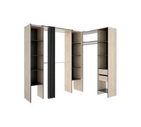 Dressing d'angle extensible DORIAN - L164/234 cm - Chêne et anthracite