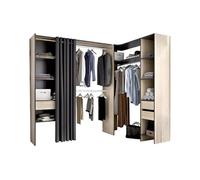 Vente-unique Dressing d'angle Extensible GONTRAN - L164/214 cm - Chêne et Anthracite