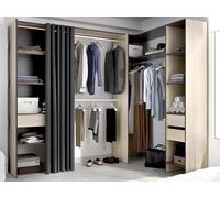 Dressing d'angle extensible GONTRAN - L164/214 cm - Chêne et anthracite