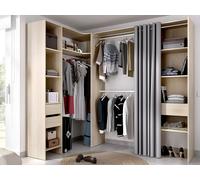 Dressing d'angle extensible GONTRAN - L164/214 cm - Chêne et gris