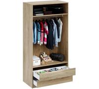 Dressing - Décor Chêne - 2 tiroirs - 2 étagères - 1 tringle - L100 x P57 x H200 cm