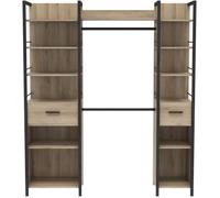 Dressing double extensible - L179 x P48 x H208 cm - Décor Chêne et noir - DEMEYERE