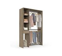 IDMarket - Dressing double penderie L. 110 cm MIRTY avec étagères + tiroir + rangements à chaussures hêtre et noir
