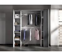 Dressing extensible DORIAN avec rideau - L110/180 cm - Coloris : Blanc et gris