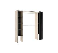 Dressing extensible DORIAN avec rideau - L110/180 cm - Coloris : Chêne et anthracite