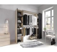 Dressing extensible DORIAN avec rideau - L110/180 cm - Coloris : Chêne et anthracite