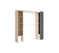 Dressing extensible DORIAN avec rideau - L110/180 cm - Coloris : Chêne et gris