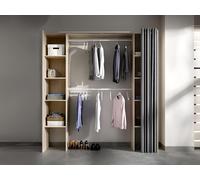 Dressing extensible DORIAN avec rideau - L110/180 cm - Coloris : Chêne et gris